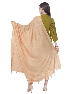 A R SILK Golden Border Golden Colour Cotton Regular Dupattas/Chunnis 2