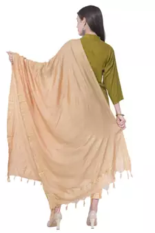 A R SILK Golden Border Golden Colour Cotton Regular Dupattas/Chunnis