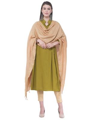 A R SILK Golden Border Golden Colour Cotton Regular Dupattas/Chunnis 3