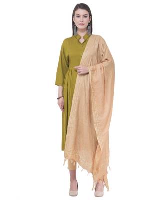 A R SILK Golden Border Golden Colour Cotton Regular Dupattas/Chunnis 4
