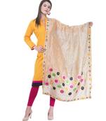 A R SILK Multi Rasgulla Golden Colour Silk Fancy Dupatta/Chunnis