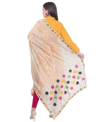 A R SILK Multi Rasgulla Golden Colour Silk Fancy Dupatta/Chunnis 2