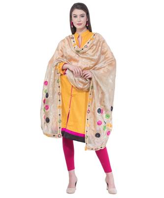 A R SILK Multi Rasgulla Golden Colour Silk Fancy Dupatta/Chunnis 4