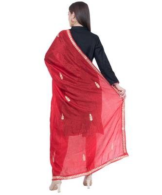 A R SILK Gota Patti Red Color Silk Fancy Dupattas & Chunnis 2