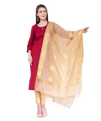 A R SILK Zari Embroidery Golden Colour Vanarasi Silk Fancy Dupattas & Chunnis 1