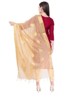 A R SILK Zari Embroidery Golden Colour Vanarasi Silk Fancy Dupattas & Chunnis 2