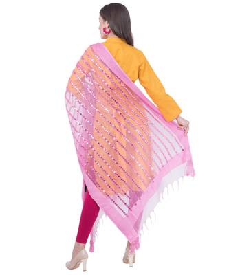 A R SILK Multi Stripe Bottle Rose Pink Colour Organza Cotton Fancy Dupatta/Chunnis 2