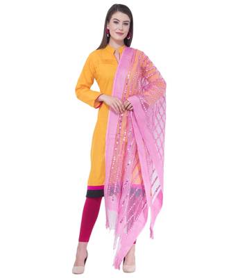 A R SILK Multi Stripe Bottle Rose Pink Colour Organza Cotton Fancy Dupatta/Chunnis 3