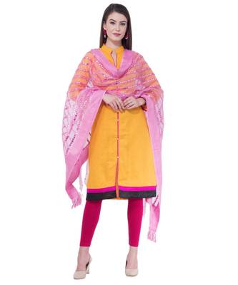 A R SILK Multi Stripe Bottle Rose Pink Colour Organza Cotton Fancy Dupatta/Chunnis 5