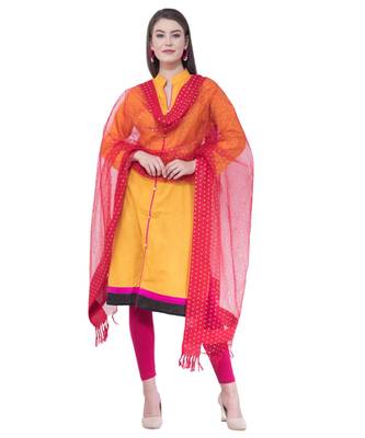 A R Silk Gold Print Maroon Colour Orgenza Cotton Regular Dupatta/Chunnis 5