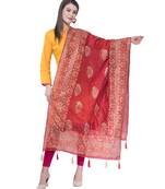 A R SILK Pahadi Print Maroon Colour Silk Fancy Dupatta/Chunnis