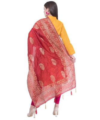 A R SILK Pahadi Print Maroon Colour Silk Fancy Dupatta/Chunnis 2