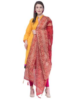 A R SILK Pahadi Print Maroon Colour Silk Fancy Dupatta/Chunnis 3