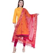 A R Silk Gotta Patti Embroidery Maroon Colour Orgenza Cotton Regular  Dupatta/Chunnis