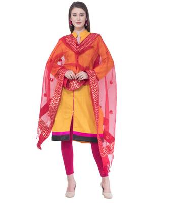 A R Silk Gotta Patti Embroidery Maroon Colour Orgenza Cotton Regular  Dupatta/Chunnis 5