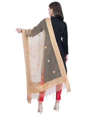 A R Silk Gotta Patti Embroidery Golden Colour Orgenza Cotton Regular  Dupatta/Chunnis 2