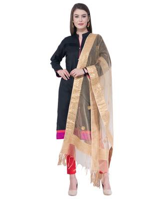 A R Silk Gotta Patti Embroidery Golden Colour Orgenza Cotton Regular  Dupatta/Chunnis 3