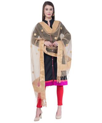 A R Silk Gotta Patti Embroidery Golden Colour Orgenza Cotton Regular  Dupatta/Chunnis 5