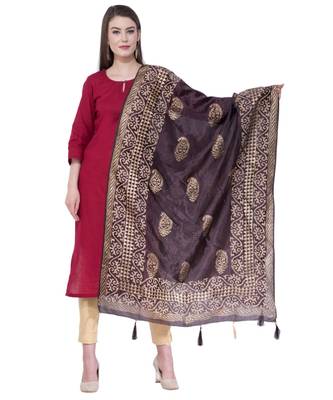 A R SILK Pahadi Print Black Colour Silk Fancy Dupatta/Chunnis 1