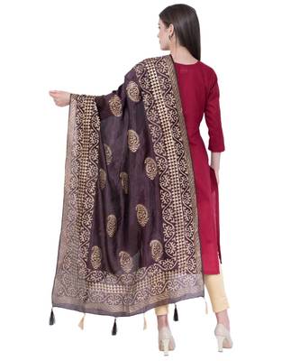 A R SILK Pahadi Print Black Colour Silk Fancy Dupatta/Chunnis 2