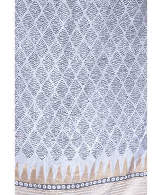 A R Silk Gold Print White Colour Silk Regular Dupatta/Chunnis 4