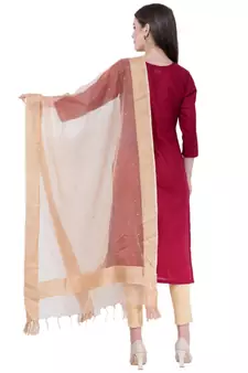 A R SILK Chandna Golden Colour Organza Cotton Fancy Dupatta/Chunnis