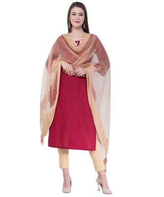A R SILK Chandna Golden Colour Organza Cotton Fancy Dupatta/Chunnis 5