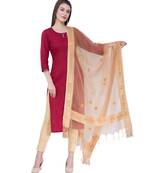 A R Silk Gotta Patti Embroidery Golden Colour Orgenza Cotton Fancy Dupatta/Chunnis