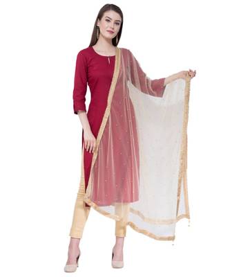 A R SILK Net Moti Beige Colour Net Fancy Dupatta/Chunnis 2