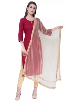 A R SILK Net Moti Beige Colour Net Fancy Dupatta/Chunnis