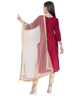 A R SILK Net Moti Beige Colour Net Fancy Dupatta/Chunnis 3