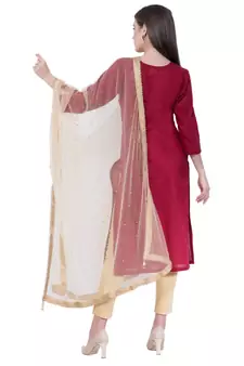 A R SILK Net Moti Beige Colour Net Fancy Dupatta/Chunnis
