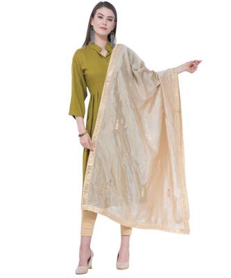 A R Silk Gota Patti Golden Colour Silk Fancy Dupatta/Chunnis 1