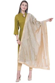 A R Silk Gota Patti Golden Colour Silk Fancy Dupatta/Chunnis