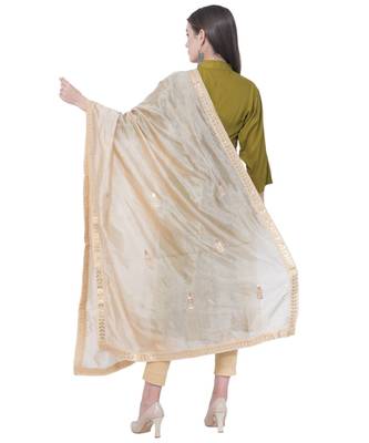A R Silk Gota Patti Golden Colour Silk Fancy Dupatta/Chunnis 2