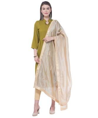 A R Silk Gota Patti Golden Colour Silk Fancy Dupatta/Chunnis 5