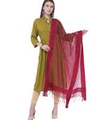 A R SILK Chandna Maroon Colour Organza Cotton Fancy Dupatta/Chunnis