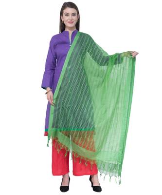 A R SILK Green Color Cota Cotton Regular Dupattas & Chunnis 1