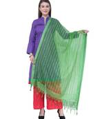 A R SILK Green Color Cota Cotton Regular Dupattas & Chunnis