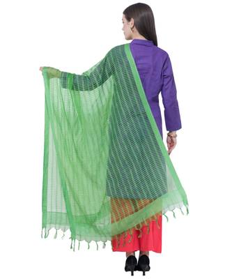 A R SILK Green Color Cota Cotton Regular Dupattas & Chunnis 2