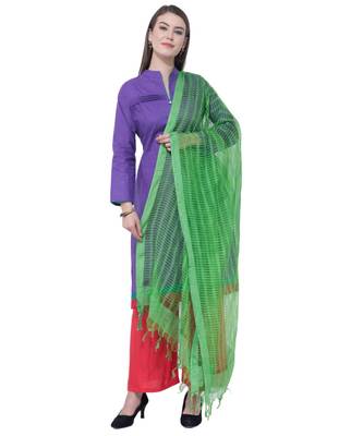 A R SILK Green Color Cota Cotton Regular Dupattas & Chunnis 5