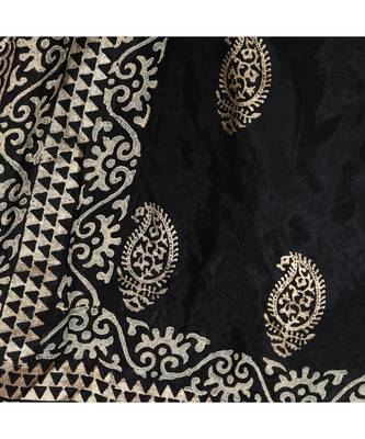 A R SILK Pahadi Print Black Colour Silk Fancy Dupatta/Chunnis 4