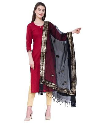 A R Silk Gotta Patti Embroidery Black Colour Orgenza Cotton Fancy Dupatta/Chunnis 1