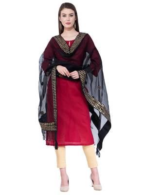 A R Silk Gotta Patti Embroidery Black Colour Orgenza Cotton Fancy Dupatta/Chunnis 3