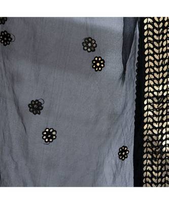 A R Silk Gotta Patti Embroidery Black Colour Orgenza Cotton Fancy Dupatta/Chunnis 4