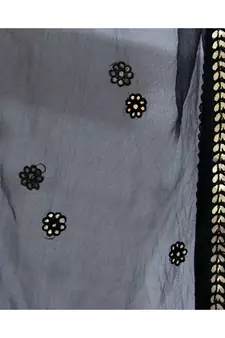 A R Silk Gotta Patti Embroidery Black Colour Orgenza Cotton Fancy Dupatta/Chunnis