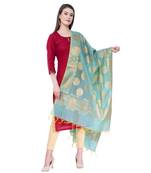 A R Silk Zari Embroidery Firozi Colour Chanderi Cotton Fancy Dupattas/Chunnis