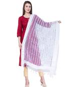A R Silk Mirror Work White Colour Orgenza Cotton Fancy Dupatta/Chunnis
