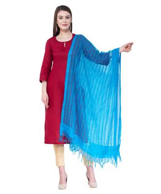 A R SILK Firozi Color Cota Cotton Regular Dupattas & Chunnis 1