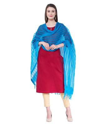 A R SILK Firozi Color Cota Cotton Regular Dupattas & Chunnis 3